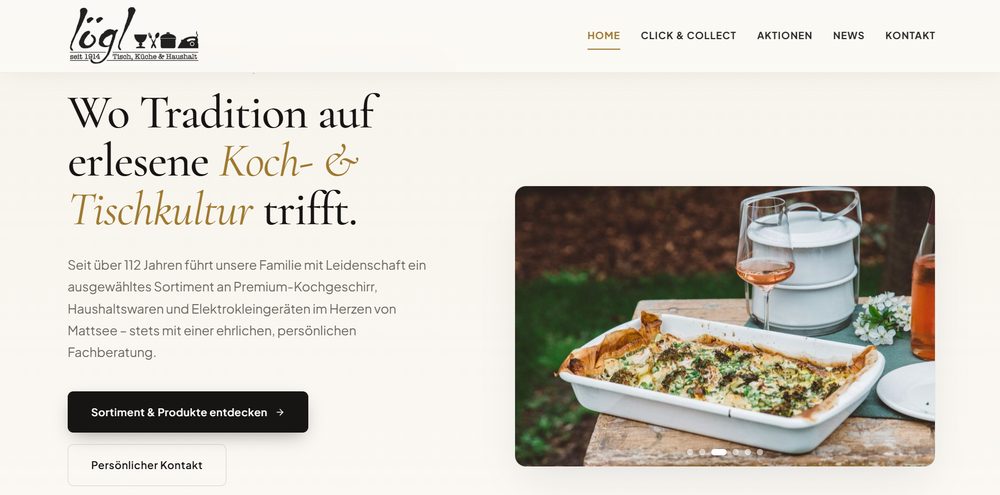 Website Projekt Lögl Haus- & Küchengeräte Mattsee